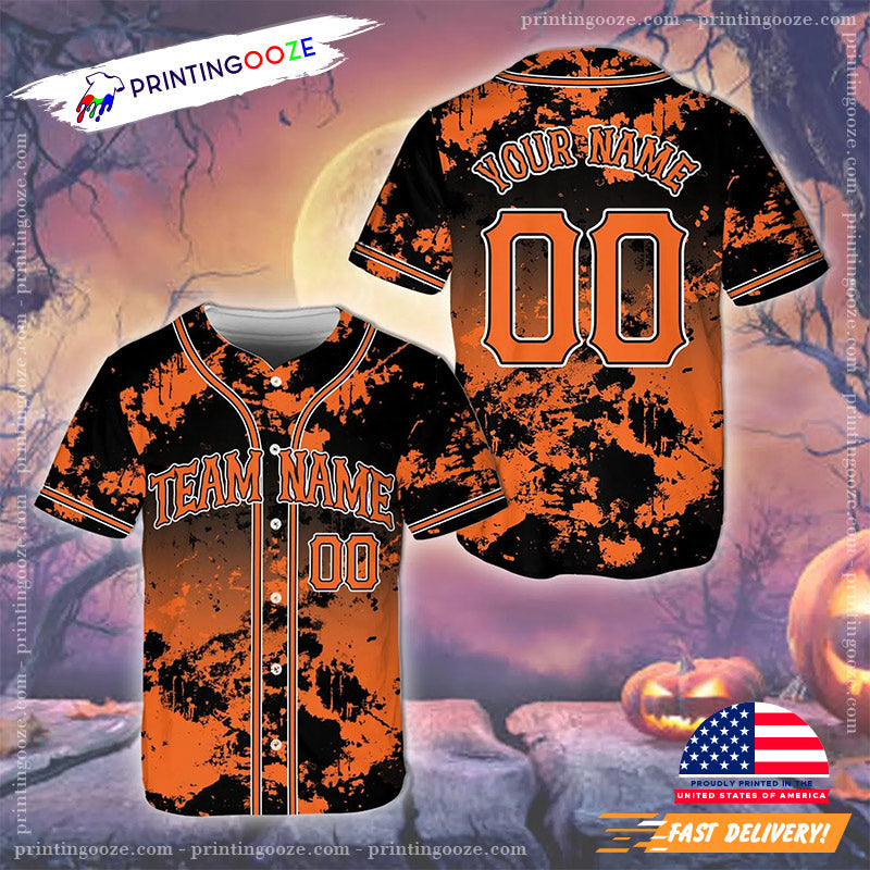 Personalized Halloween Spooky Vibes Baseball Jersey Unisex T-shirt, Sweatshirt, Hoodie, Long Sleeve Tee - T-Shirt, Sweatshirt, Hoodie