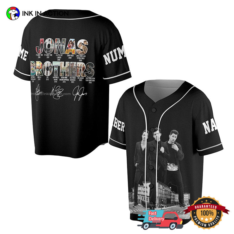 Personalized Jonas Brothers 20th Anniversary Tour Signatures Baseball Jersey Unisex T-shirt, Sweatshirt, Hoodie, Long Sleeve Tee - T-Shirt, Sweatshirt, Hoodie
