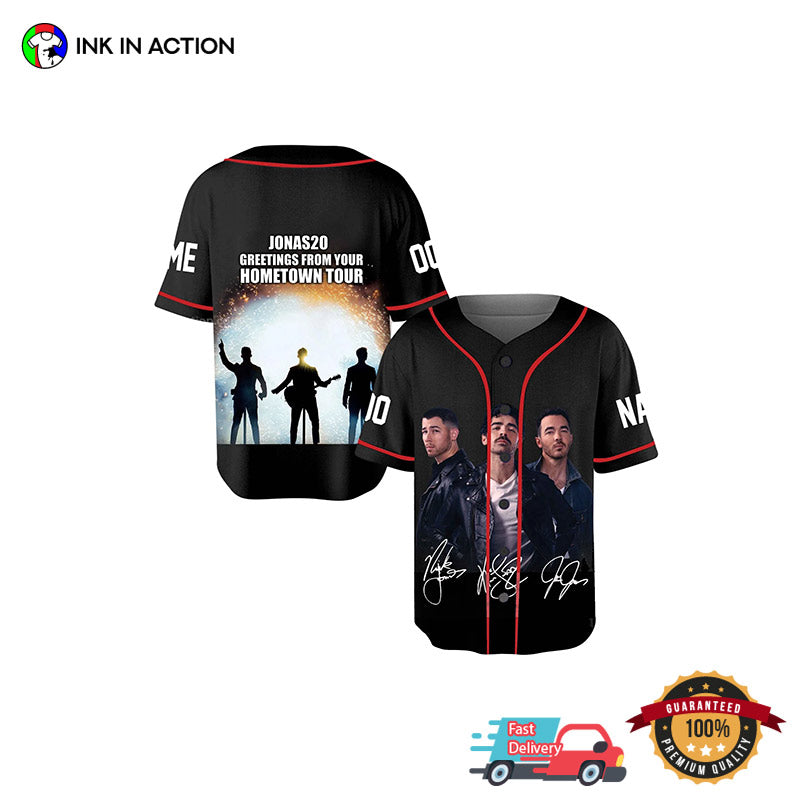 Personalized Jonas Brothers Greeting From Your Hometown Tour 2025 Baseball Jersey Unisex T-shirt, Sweatshirt, Hoodie, Long Sleeve Tee - T-Shirt, Sweatshirt, Hoodie