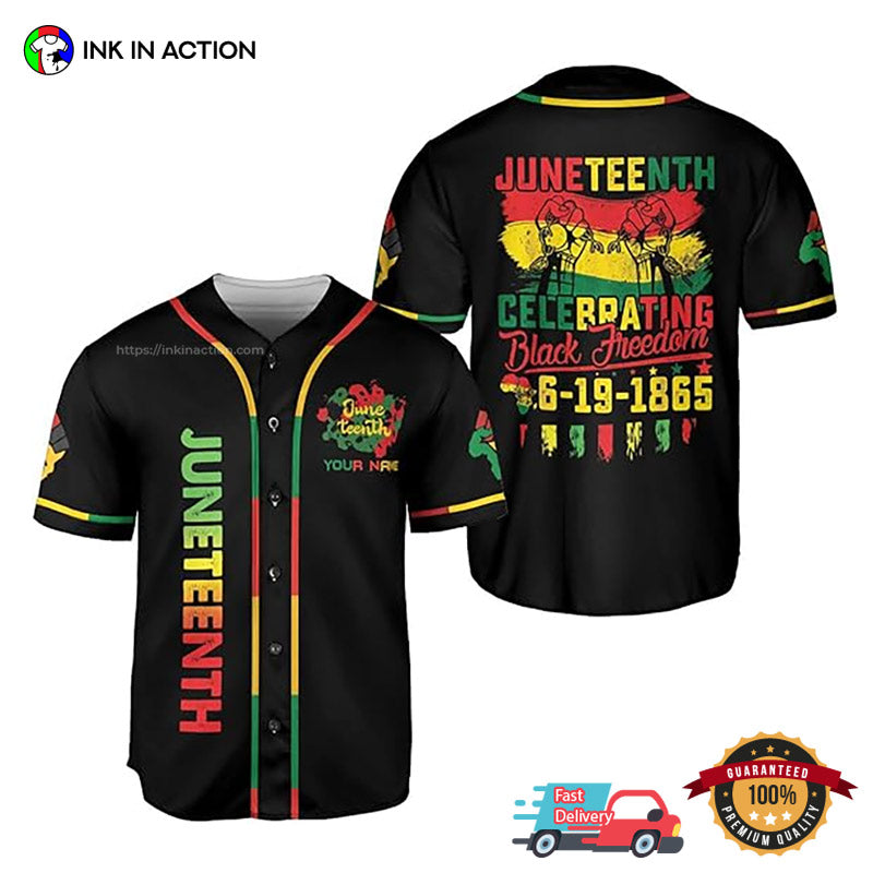 Personalized Juneteenth Breaking Every Chain Since 1865 Baseball Jersey Unisex T-shirt, Sweatshirt, Hoodie, Long Sleeve Tee - T-Shirt, Sweatshirt, Hoodie