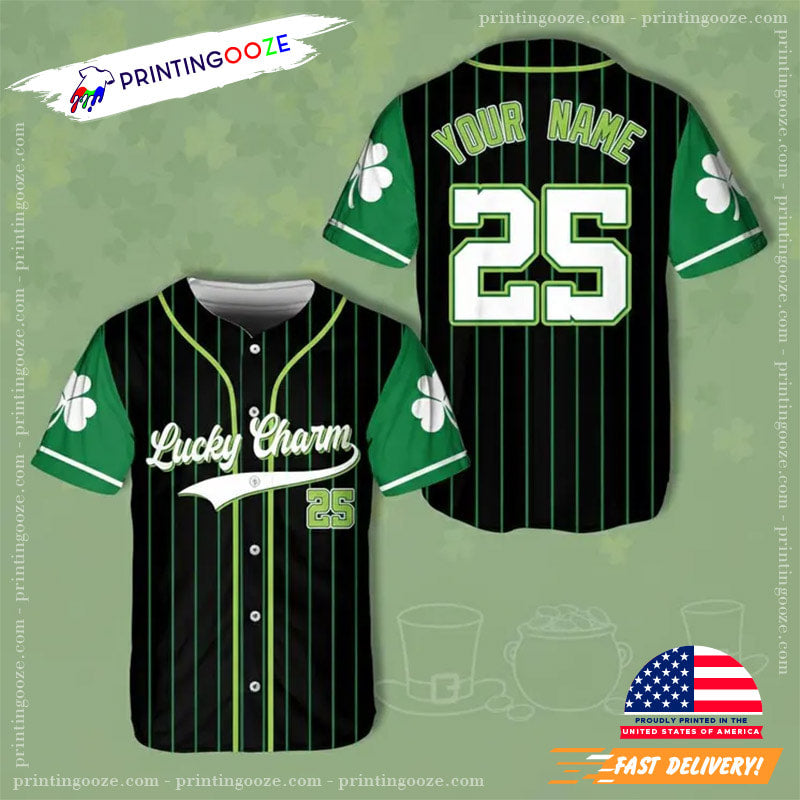 Personalized Lucky Charms St Patricks Day Baseball Jersey No. 1 Unisex T-shirt, Sweatshirt, Hoodie, Long Sleeve Tee - T-Shirt, Sweatshirt, Hoodie