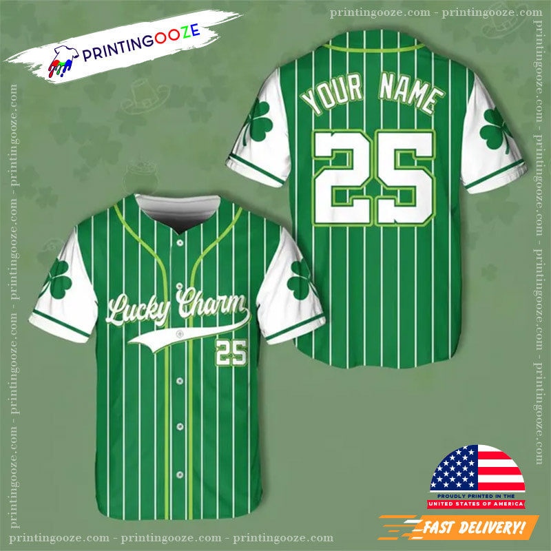 Personalized Lucky Charms St Patricks Day Baseball Jersey No. 3 Unisex T-shirt, Sweatshirt, Hoodie, Long Sleeve Tee - T-Shirt, Sweatshirt, Hoodie
