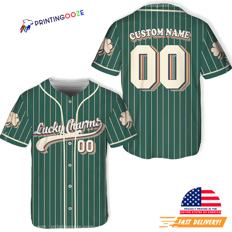 Personalized Lucky Charms St Patricks Day Baseball Jersey Unisex T-shirt, Sweatshirt, Hoodie, Long Sleeve Tee - T-Shirt, Sweatshirt, Hoodie
