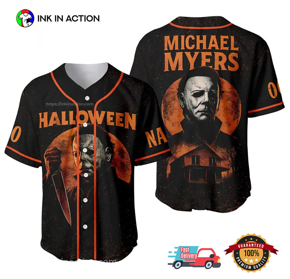 Personalized Michael Myers Halloween Baseball Jersey Unisex T-shirt, Sweatshirt, Hoodie, Long Sleeve Tee - T-Shirt, Sweatshirt, Hoodie