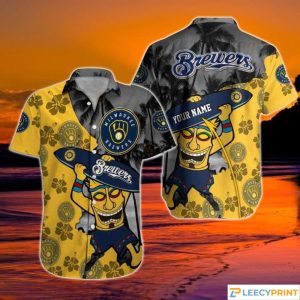 Personalized Milwaukee Brewers Hawaiian Shirt Cool Tiki Palm Tree - Brewers Hawaiian Shirt - T-Shirt, Sweatshirt, Hoodie