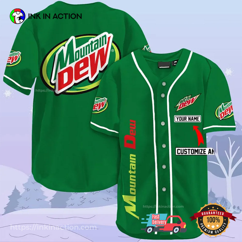 Personalized Mountain Dew Soda Drinking Baseball Jersey Unisex T-shirt, Sweatshirt, Hoodie, Long Sleeve Tee - T-Shirt, Sweatshirt, Hoodie