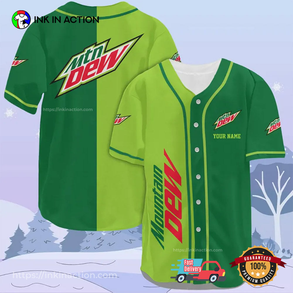 Personalized Mountain Dew Soft Drink Athletic Baseball Jersey Unisex T-shirt, Sweatshirt, Hoodie, Long Sleeve Tee - T-Shirt, Sweatshirt, Hoodie