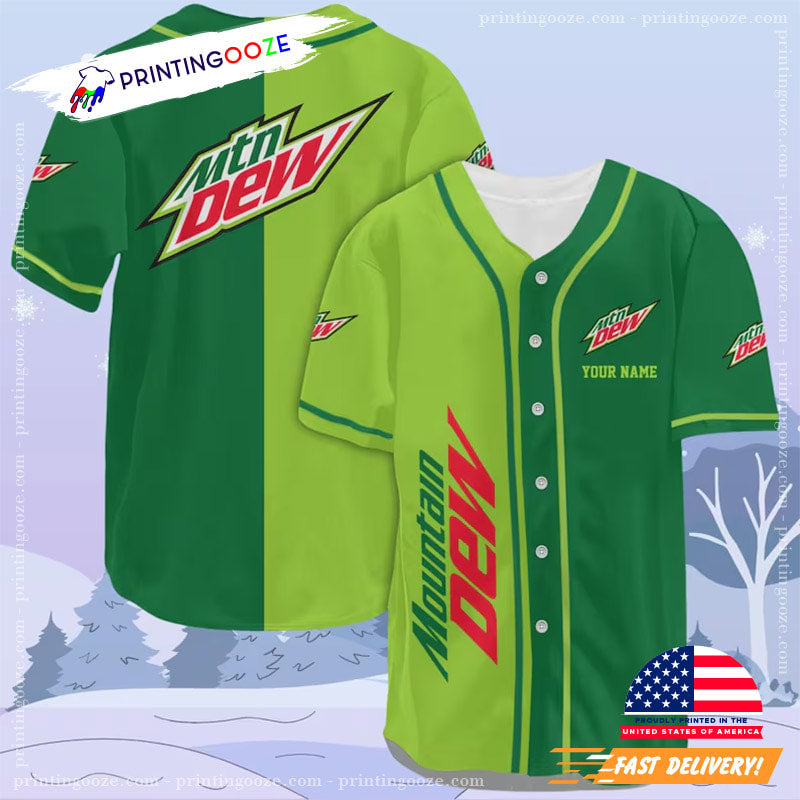 Personalized Mtn Dew PepsiCo Green Baseball Jersey Unisex T-shirt, Sweatshirt, Hoodie, Long Sleeve Tee - T-Shirt, Sweatshirt, Hoodie