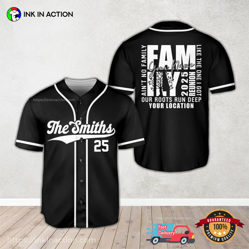 Personalized Name And Location Family Reunion 2025 Black Baseball Jersey Unisex T-shirt, Sweatshirt, Hoodie, Long Sleeve Tee - T-Shirt, Sweatshirt, Hoodie