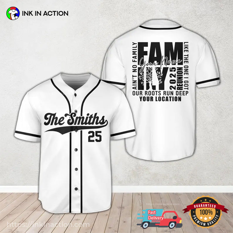Personalized Name And Location Family Reunion 2025 White Baseball Jersey Unisex T-shirt, Sweatshirt, Hoodie, Long Sleeve Tee - T-Shirt, Sweatshirt, Hoodie