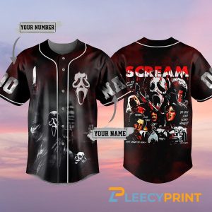 Personalized Scream Ghostface Baseball Jersey, Ghostface Halloween Jersey Shirt Unisex T-shirt, Sweatshirt, Hoodie, Long Sleeve Tee - T-Shirt, Sweatshirt, Hoodie