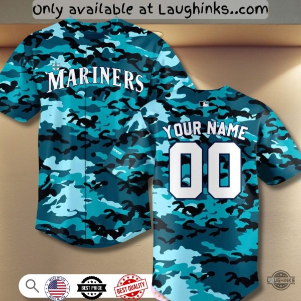 Personalized Seattle Mariners 2025 Camo Baseball Jersey Shirt Armed Services New Sga Unisex T-shirt, Sweatshirt, Hoodie, Long Sleeve Tee - T-Shirt, Sweatshirt, Hoodie