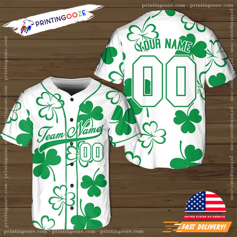 Personalized St Patricks Day Baseball Jersey, Custom Team Name Shirt Unisex T-shirt, Sweatshirt, Hoodie, Long Sleeve Tee - T-Shirt, Sweatshirt, Hoodie