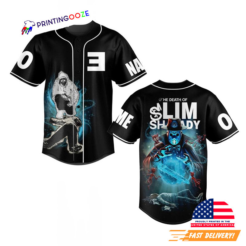 Personalized The Death Of Slim Shady The Killer Eminem Baseball Jersey Unisex T-shirt, Sweatshirt, Hoodie, Long Sleeve Tee - T-Shirt, Sweatshirt, Hoodie