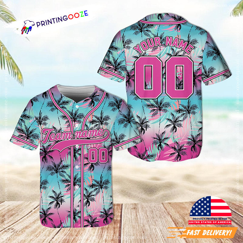 Personalized Tropical Palm Trees Miami Vibe Baseball Jersey Unisex T-shirt, Sweatshirt, Hoodie, Long Sleeve Tee - T-Shirt, Sweatshirt, Hoodie