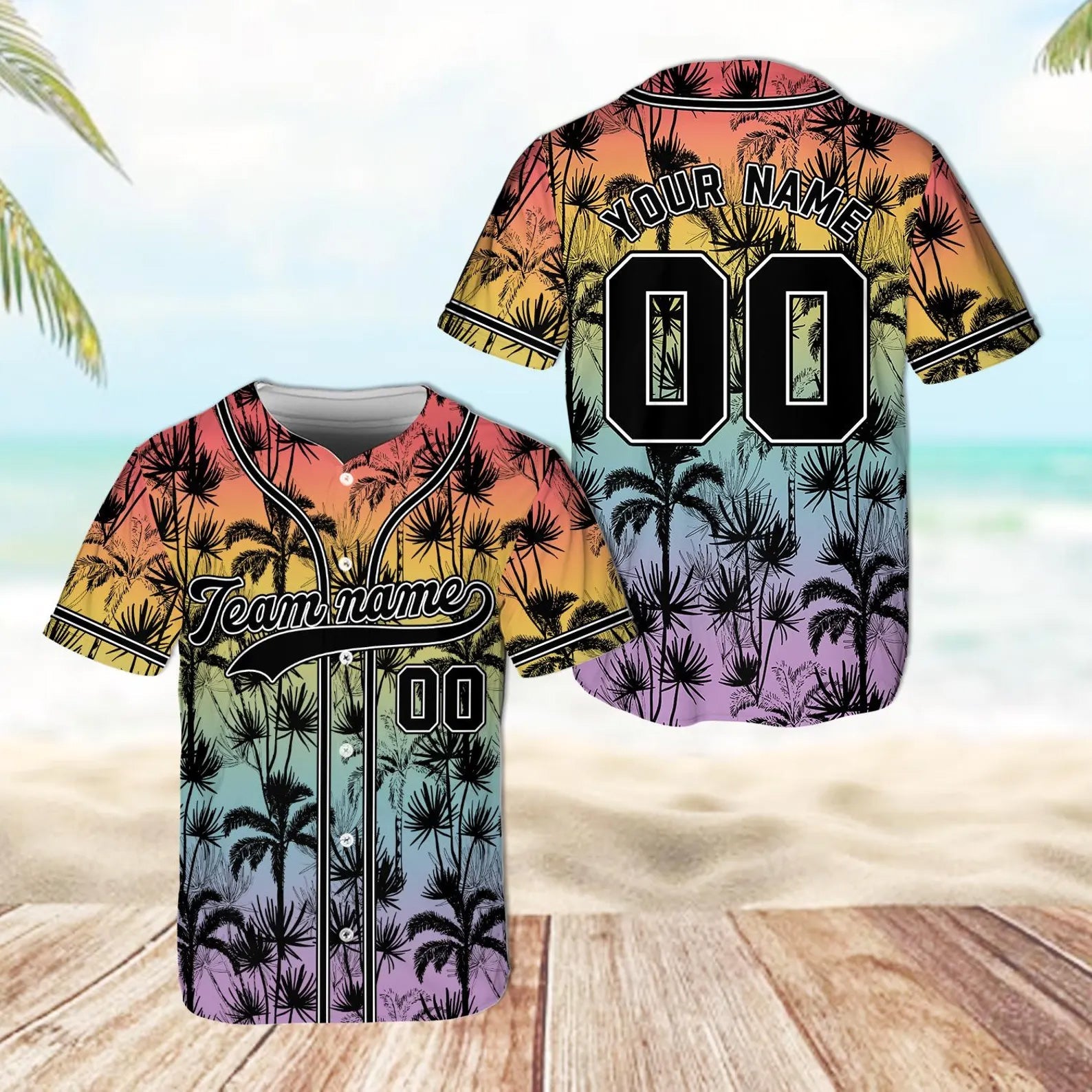 Personalized Tropical Summer Hawaiian Baseball Jersey No. 2 Unisex T-shirt, Sweatshirt, Hoodie, Long Sleeve Tee - T-Shirt, Sweatshirt, Hoodie