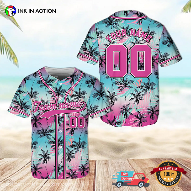 Personalized Tropical Summer Hawaiian Baseball Jersey No. 3 Unisex T-shirt, Sweatshirt, Hoodie, Long Sleeve Tee - T-Shirt, Sweatshirt, Hoodie