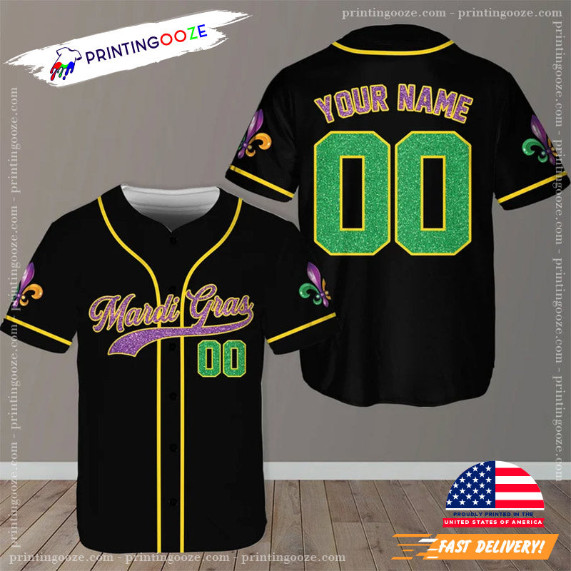 Personalized Carnival Mardi Gras Baseball Jersey No.2 Unisex T-shirt, Sweatshirt, Hoodie, Long Sleeve Tee - T-Shirt, Sweatshirt, Hoodie