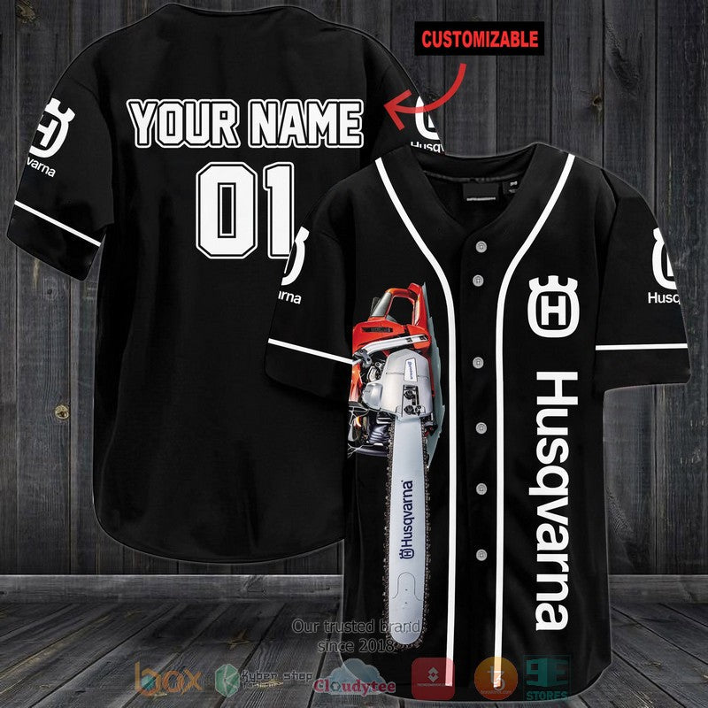 Personalized Husqvarna Chainsaws custom black Baseball shirt Unisex T-shirt, Sweatshirt, Hoodie, Long Sleeve Tee - T-Shirt, Sweatshirt, Hoodie