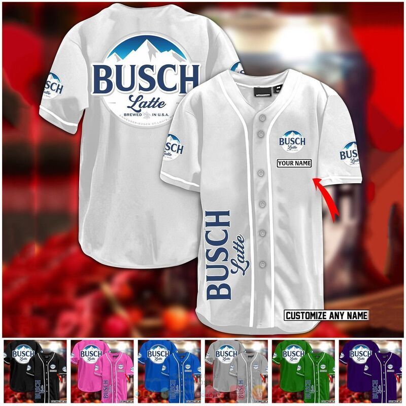 Busch latte beer custom name baseball jersey Unisex T-shirt, Sweatshirt, Hoodie, Long Sleeve Tee - T-Shirt, Sweatshirt, Hoodie