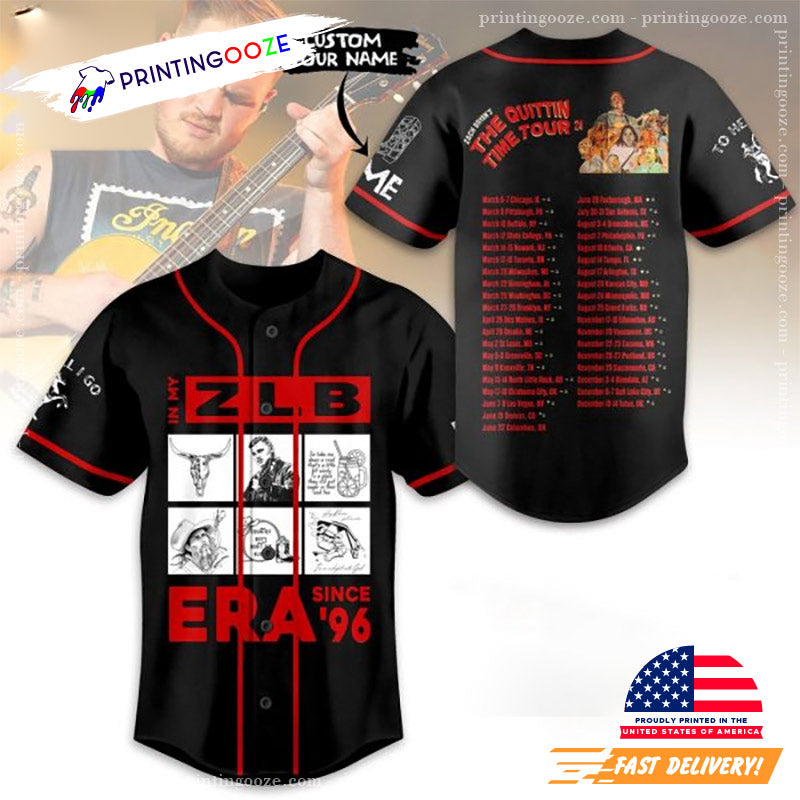 Personlize Zach Bryan The Quittin Time Tour 2024 Baseball Jersey Unisex T-shirt, Sweatshirt, Hoodie, Long Sleeve Tee - T-Shirt, Sweatshirt, Hoodie