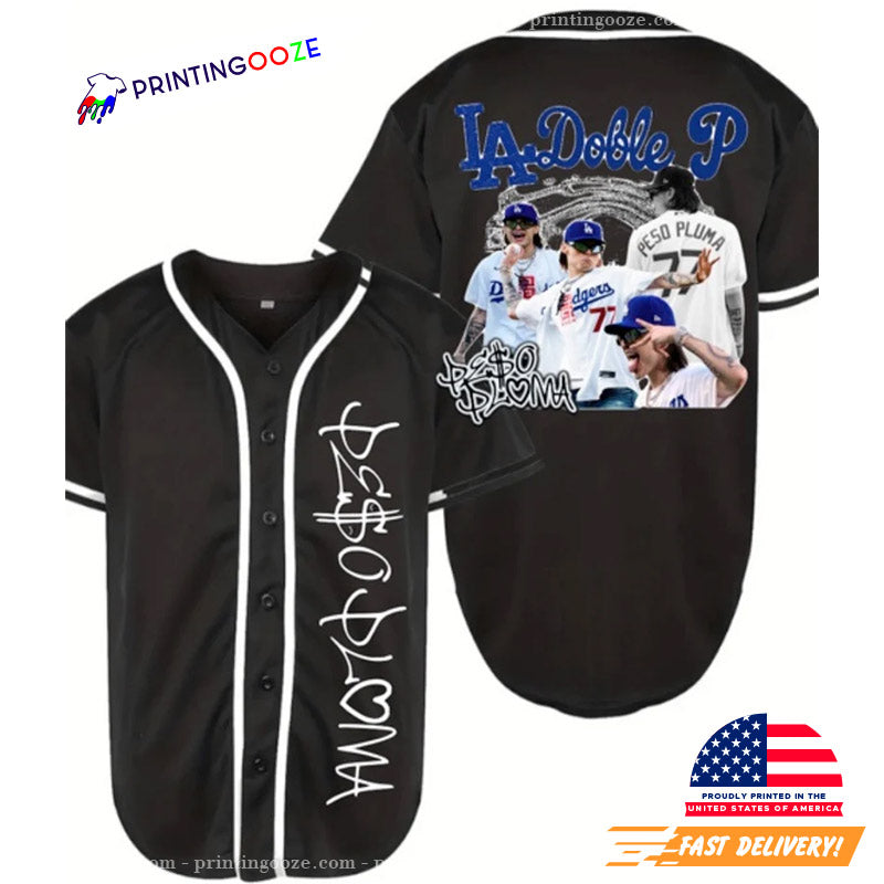 Peso Pluma Doble P LA Baseball Jersey Unisex T-shirt, Sweatshirt, Hoodie, Long Sleeve Tee - T-Shirt, Sweatshirt, Hoodie