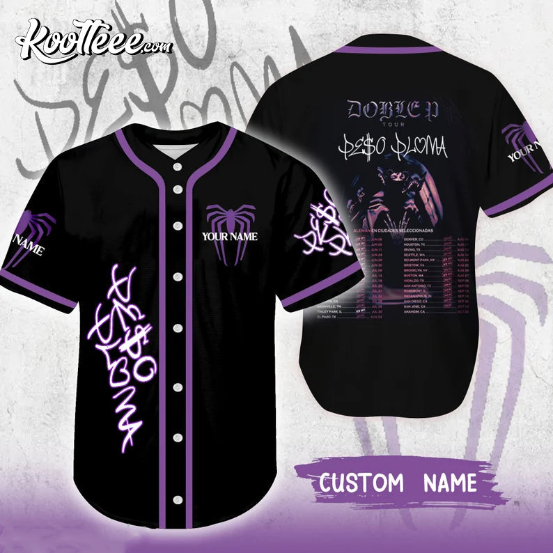 Peso Pluma Tour Merch Custom Name Baseball Jersey Unisex T-shirt, Sweatshirt, Hoodie, Long Sleeve Tee - T-Shirt, Sweatshirt, Hoodie