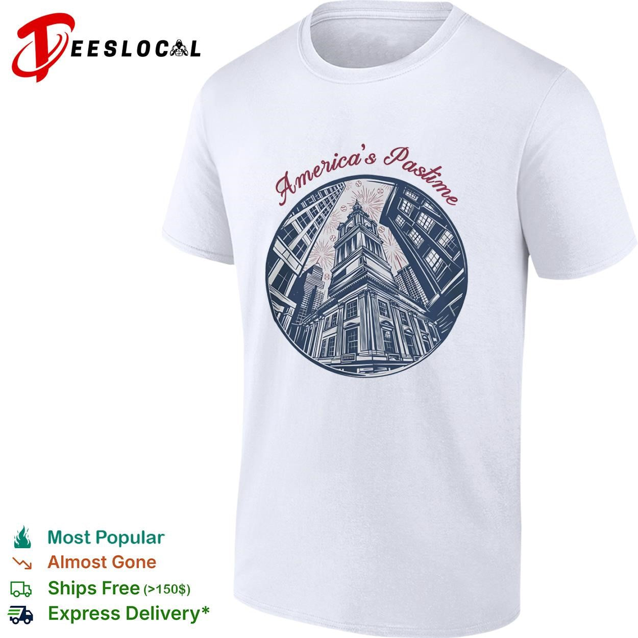 Philadelphia Independence Hall Americas pastime shirt Unisex T-shirt, Sweatshirt, Hoodie, Long Sleeve Tee - T-Shirt, Sweatshirt, Hoodie