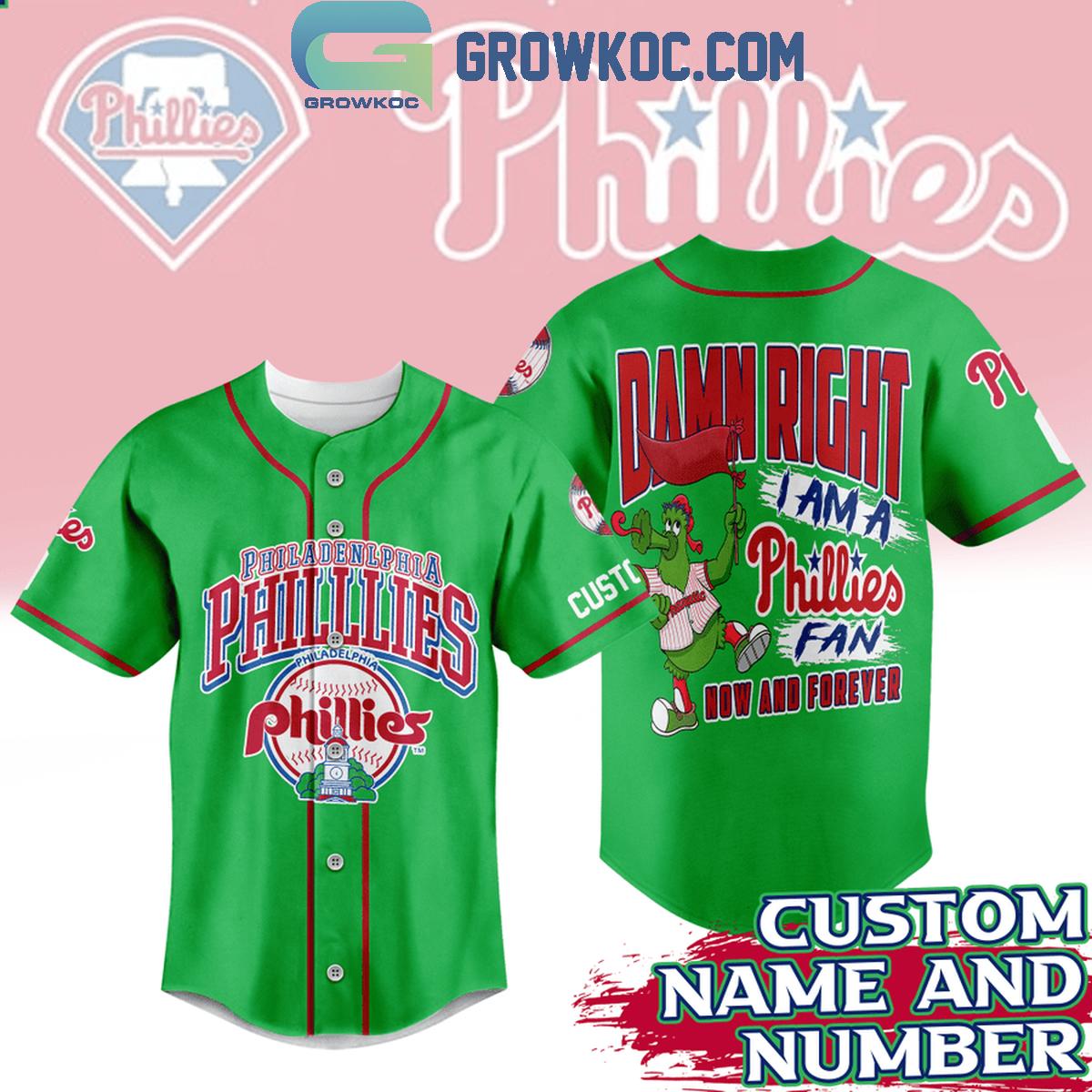 Philadelphia Philles Damn Right I Am A Phillies Fan Personalized Baseball Jersey Unisex T-shirt, Sweatshirt, Hoodie, Long Sleeve Tee - T-Shirt, Sweatshirt, Hoodie