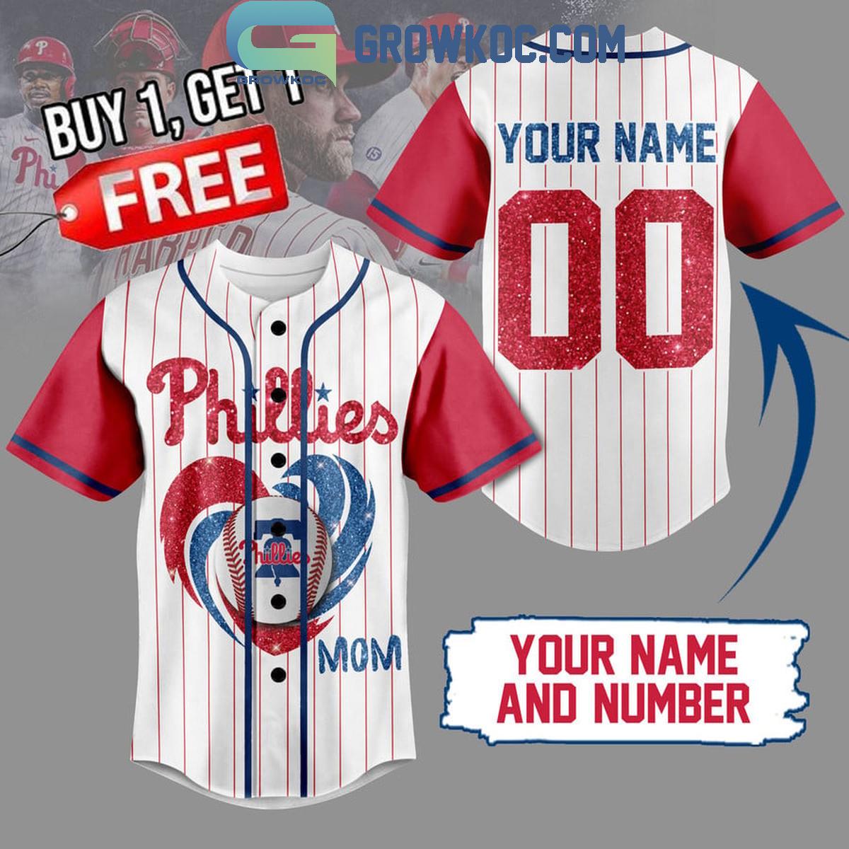 Philadelphia Phillies Baseball Mom Love Personalized Baseball Jersey Unisex T-shirt, Sweatshirt, Hoodie, Long Sleeve Tee - T-Shirt, Sweatshirt, Hoodie