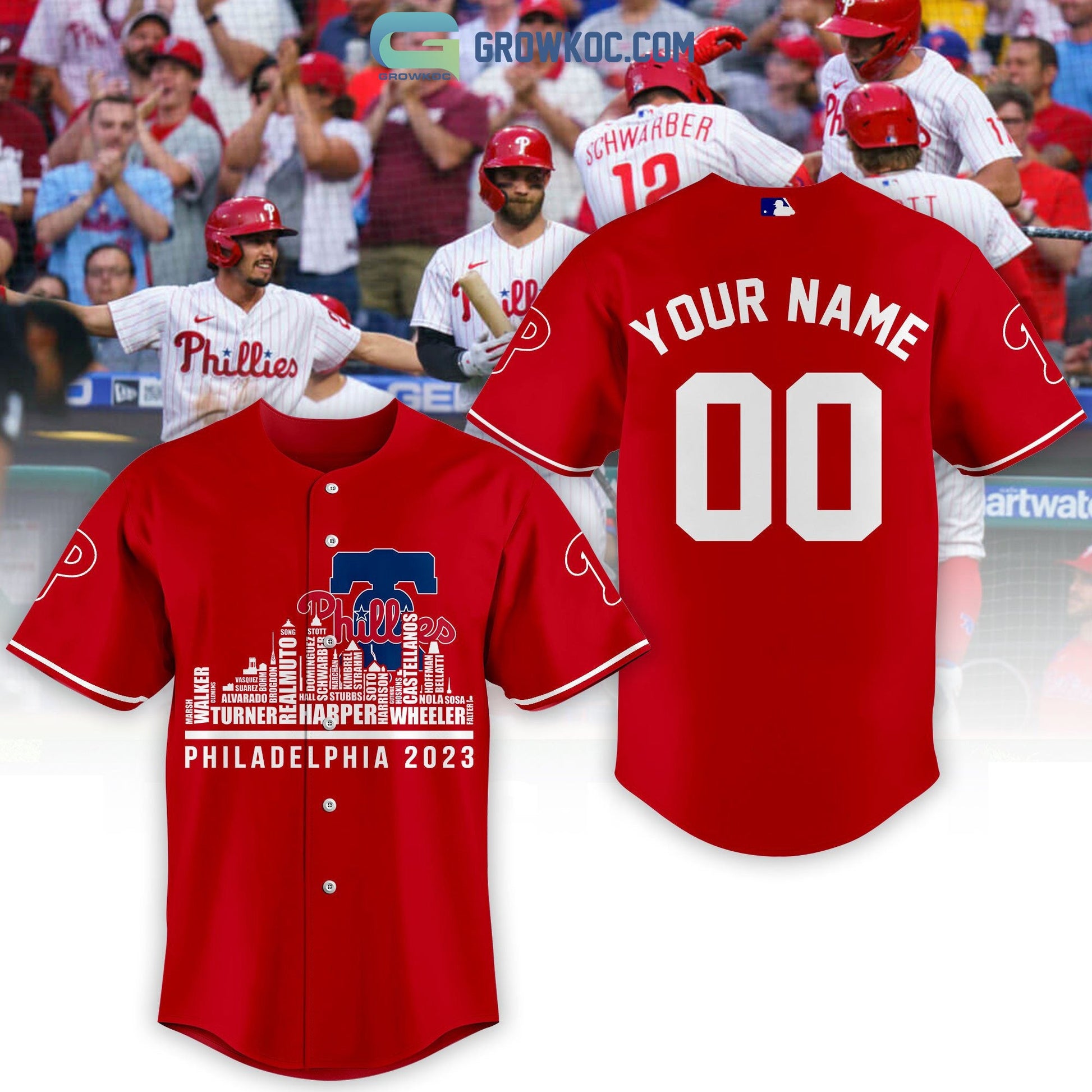 Philadelphia Phillies City Champions Best Team Personalized Red Design Baseball Jersey Unisex T-shirt, Sweatshirt, Hoodie, Long Sleeve Tee - T-Shirt, Sweatshirt, Hoodie
