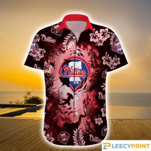 Philadelphia Phillies MLB Hammerhead Shark And Tropical Hawaiian Shirt Unisex T-shirt, Sweatshirt, Hoodie, Long Sleeve Tee - T-Shirt, Sweatshirt, Hoodie