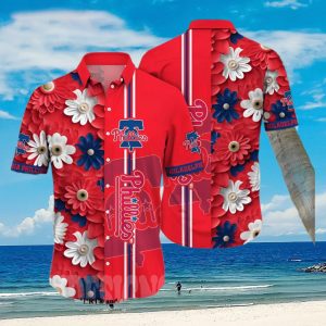 Philadelphia Phillies MLB Flower 3D Full Printing Hawaiian Shirt Unisex T-shirt, Sweatshirt, Hoodie, Long Sleeve Tee - T-Shirt, Sweatshirt, Hoodie