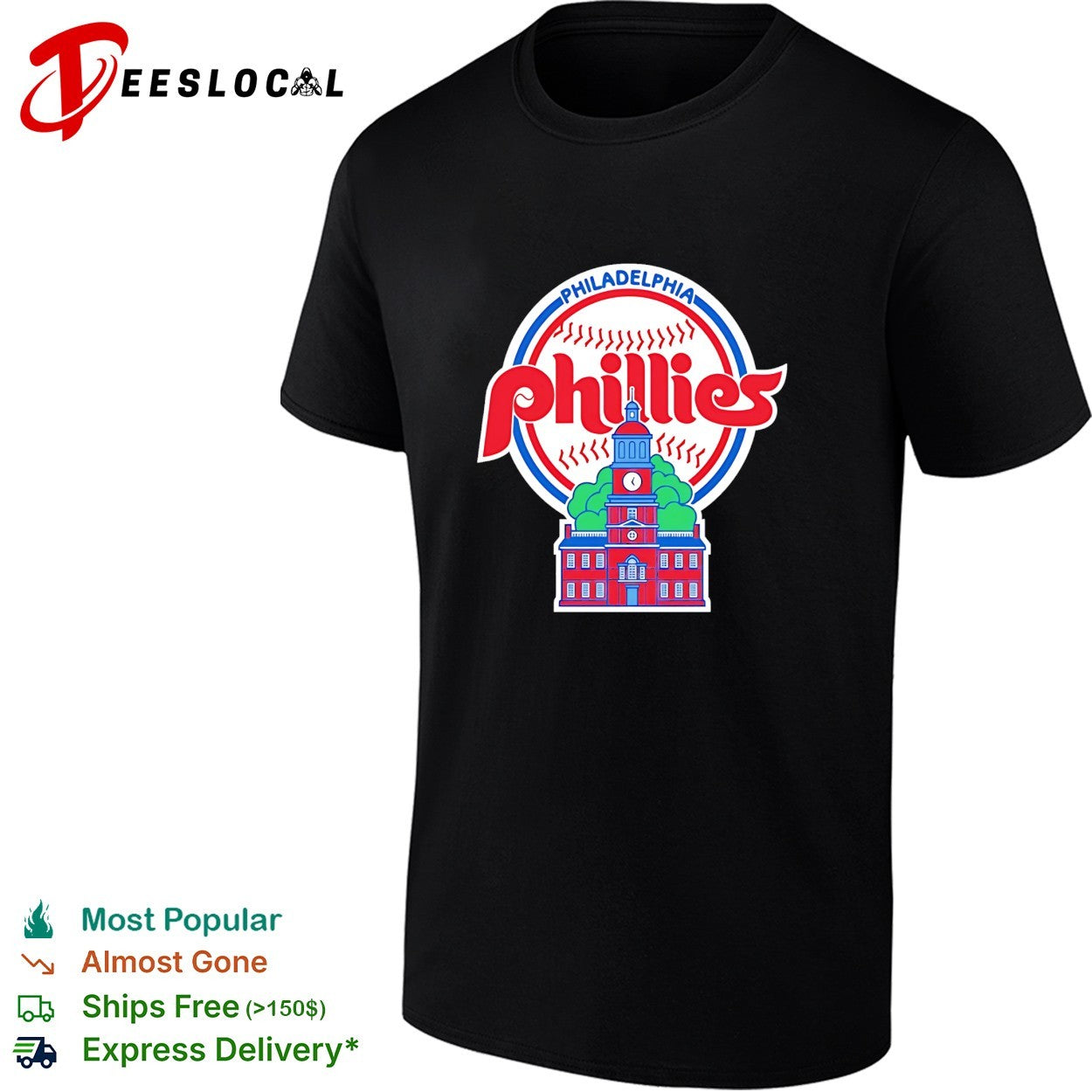 Philadelphia Phillies MLB Independence Hall retro shirt Unisex T-shirt, Sweatshirt, Hoodie, Long Sleeve Tee - T-Shirt, Sweatshirt, Hoodie