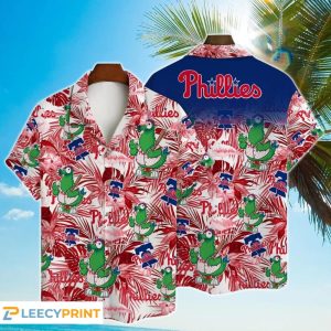 Philadelphia Phillies MLB Mascot And Hibiscus Pattern Hawaiian Shirt - Phillies Hawaiian Shirt - T-Shirt, Sweatshirt, Hoodie