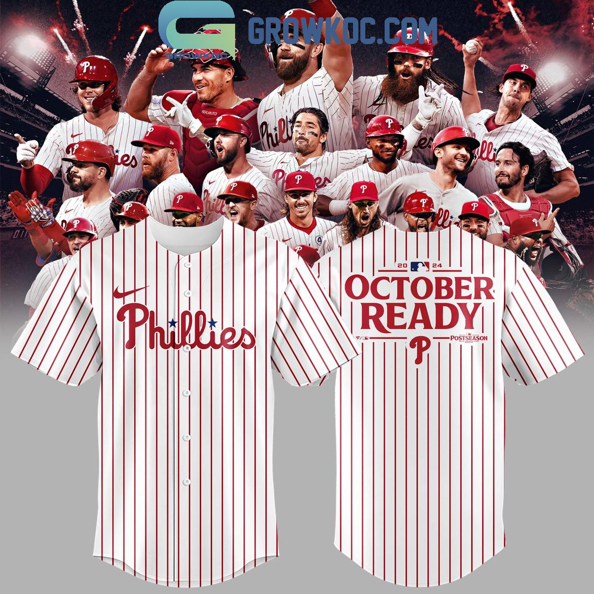 Philadelphia Phillies October Ready Postseason Locker Room Baseball Jersey Unisex T-shirt, Sweatshirt, Hoodie, Long Sleeve Tee - T-Shirt, Sweatshirt, Hoodie