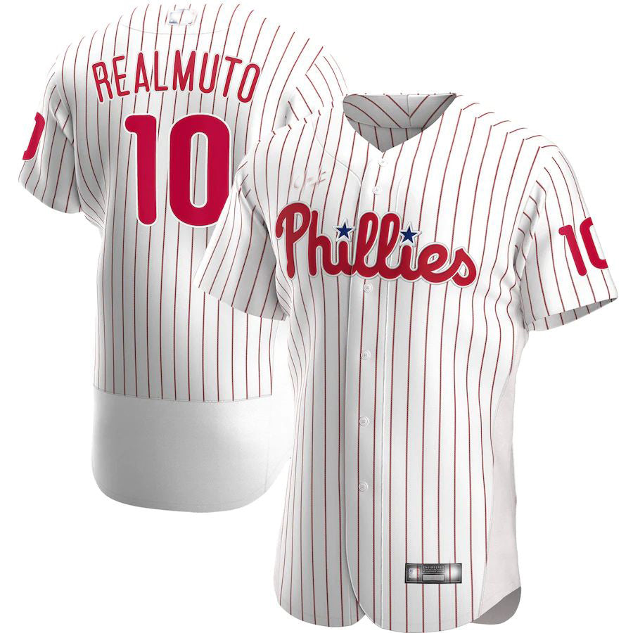 Philadelphia Phillies #10 J.T. Realmuto White Home Authentic Player Jersey Baseball Jerseys baseball jersey product view 1