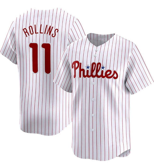 Philadelphia Phillies #11 Jimmy Rollins White Home Limited Stitched Baseball Jerseys baseball jersey product view 1