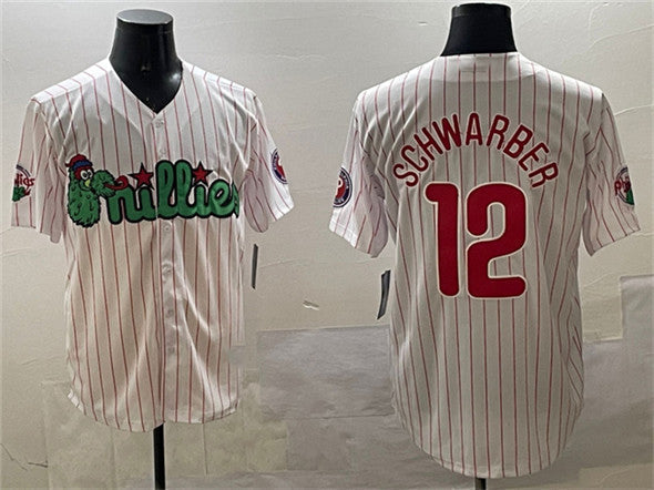 Philadelphia Phillies #12 Kyle Schwarber White Phanatic Cool Base Stitched Baseball Jersey baseball jersey product view 1
