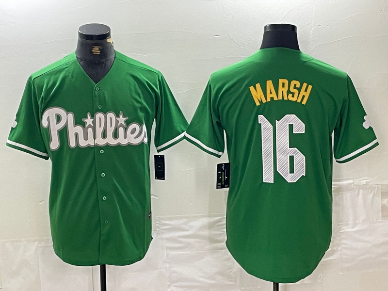 Philadelphia Phillies #16 Brandon Marsh Green 2024 City Connect Stitched Baseball Jersey baseball jersey product view 1