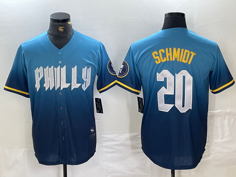 Philadelphia Phillies #20 Mike Schmidt Blue 2024 City Cool Base Baseball Jersey baseball jersey product view 1