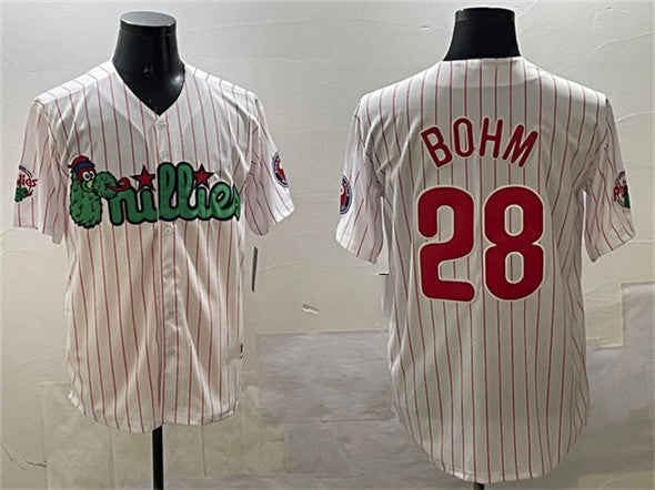 Philadelphia Phillies #28 Alec Bohm White Phanatic Cool Base Stitched Baseball Jerseys baseball jersey product view 1