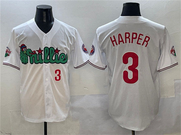 Philadelphia Phillies #3 Bryce Harper White Phanatic Limited Stitched Baseball Jersey baseball jersey product view 1