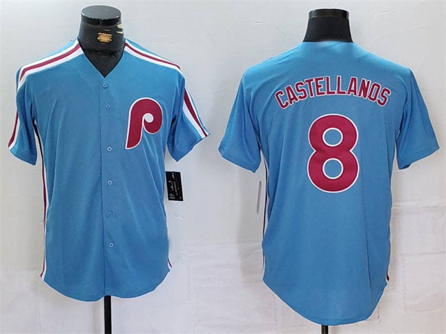 Philadelphia Phillies #8 Nick Castellanos Blue Cool Base Stitched Baseball Jersey baseball jersey product view 1