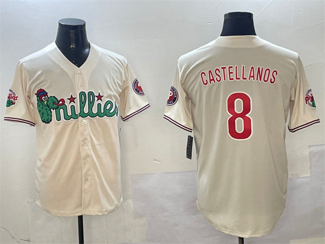 Philadelphia Phillies #8 Nick Castellanos Cream Phanatic Limited Stitched Baseball Jersey baseball jersey product view 1