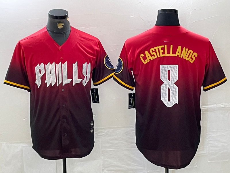 Philadelphia Phillies #8 Nick Castellanos Red 2024 City Cool Base Baseball Jersey baseball jersey product view 1