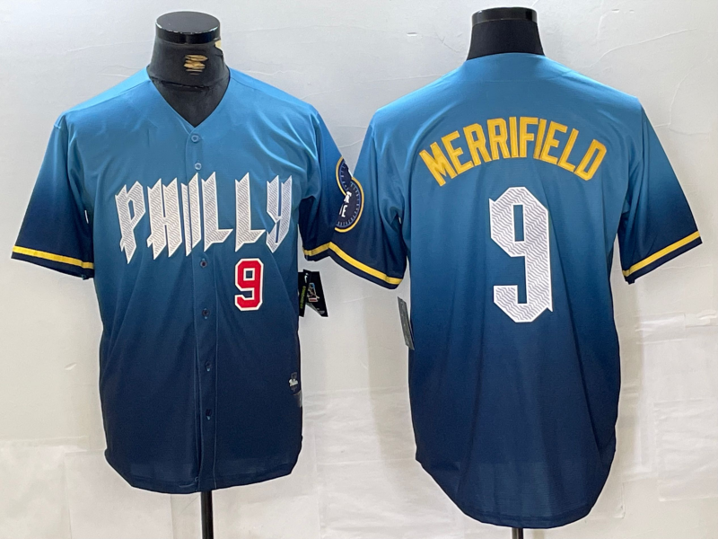 Philadelphia Phillies #9 Whit Merrifield Blue 2024 City Connect Limited Stitched Baseball Jerseys baseball jersey product view 1