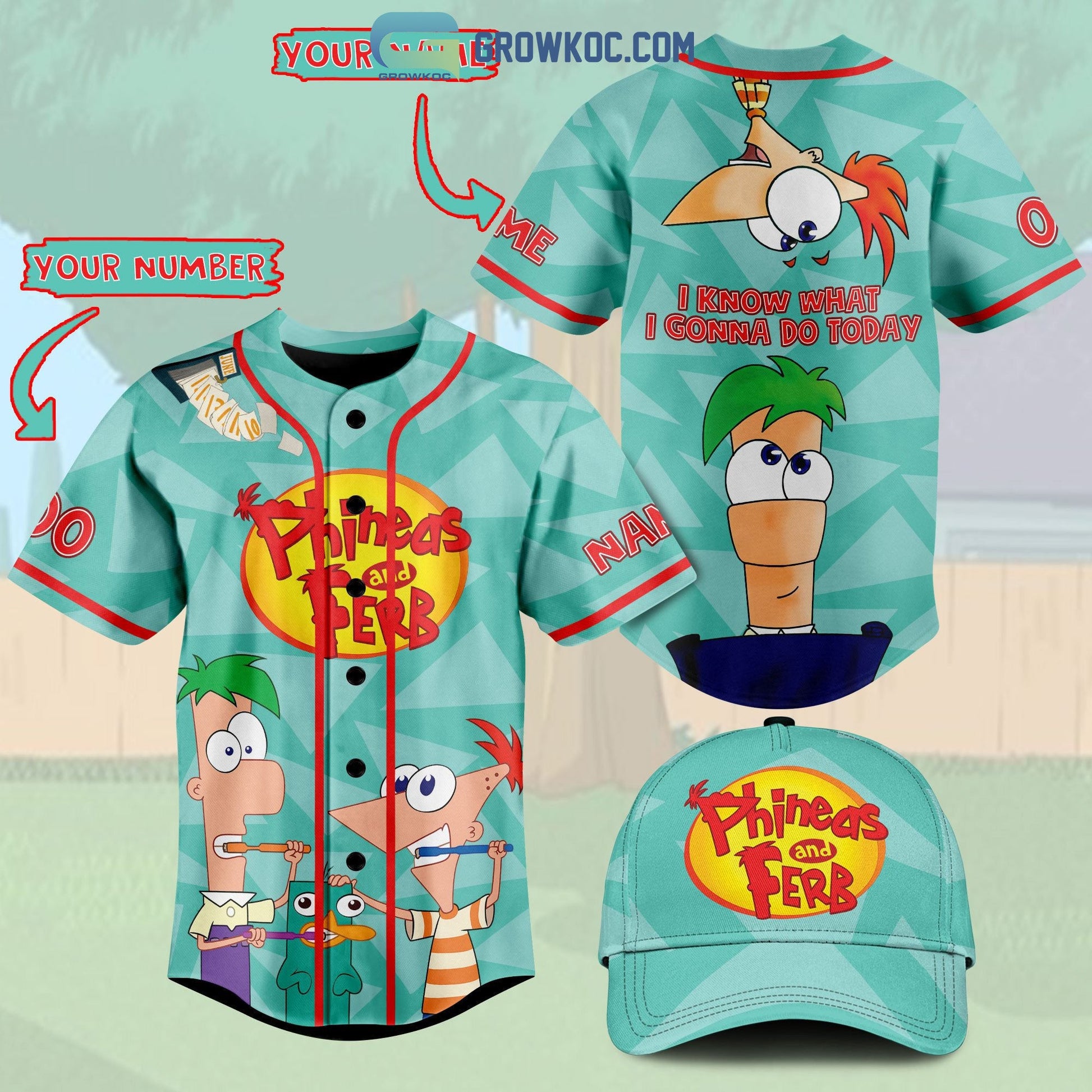 Phineas And Ferb I Know What I Gonna Do Today Personalized Baseball Jersey Unisex T-shirt, Sweatshirt, Hoodie, Long Sleeve Tee - T-Shirt, Sweatshirt, Hoodie