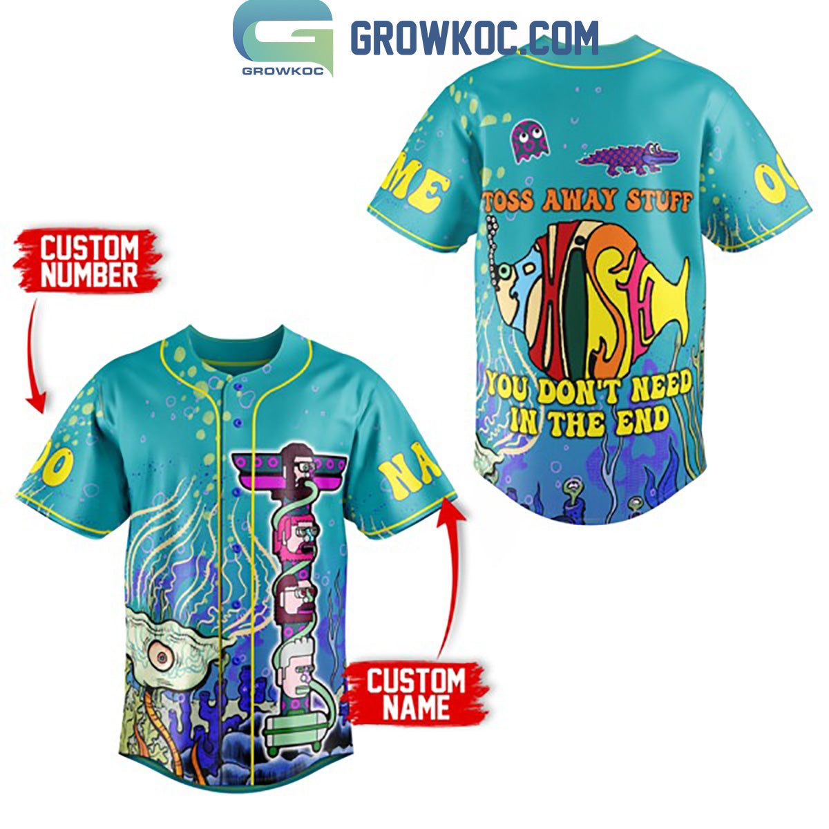 Phish Toss Away Stuff You Dont Need In The End Personalized Baseball Jersey Unisex T-shirt, Sweatshirt, Hoodie, Long Sleeve Tee - T-Shirt, Sweatshirt, Hoodie