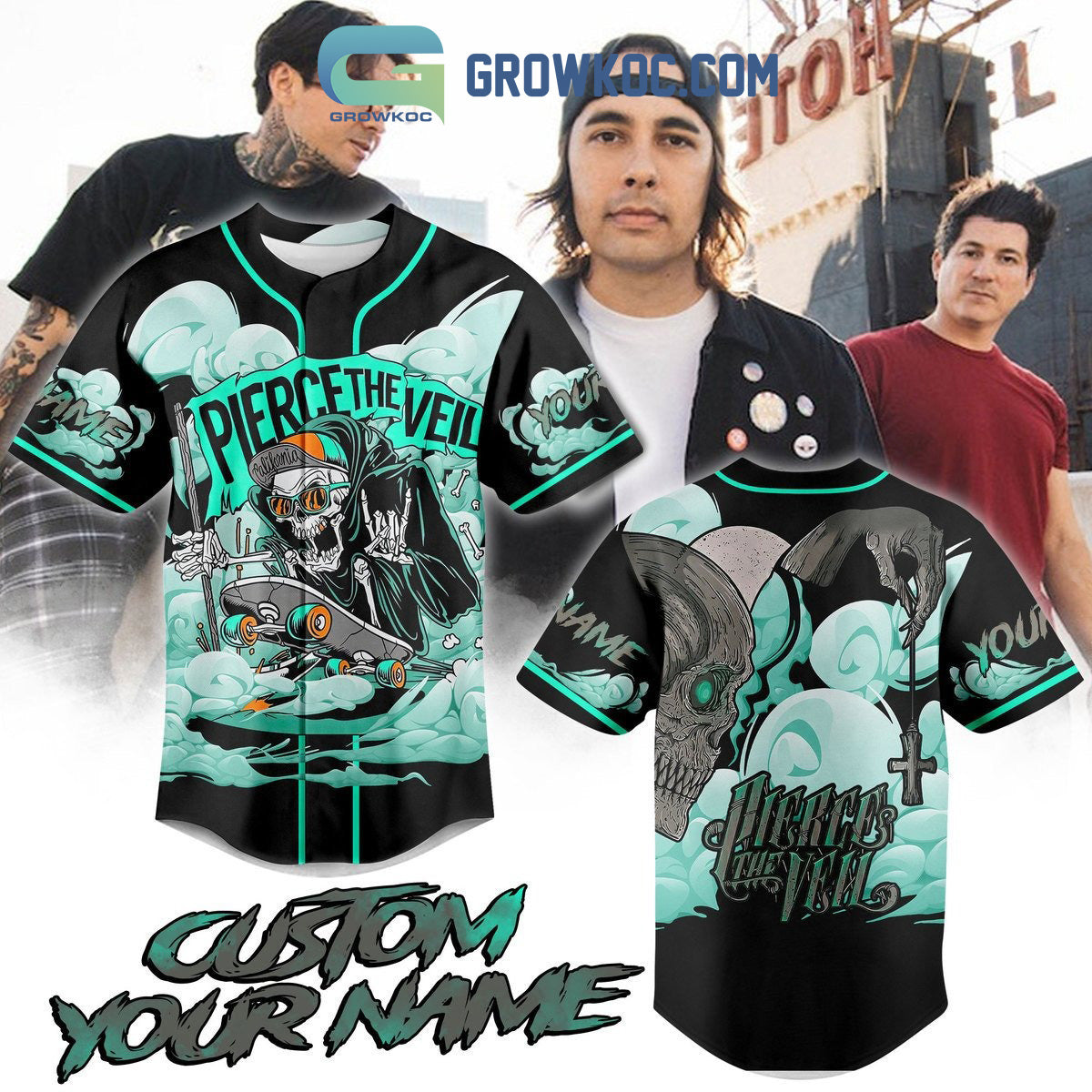 Pierce The Veil California Tour 2023 Personalized Baseball Jersey Unisex T-shirt, Sweatshirt, Hoodie, Long Sleeve Tee - T-Shirt, Sweatshirt, Hoodie